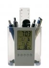 LCD alarm clock/pen holder