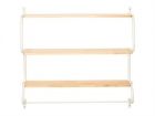 Wall rack Shelves white w. wooden shelves