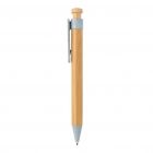 Bamboe pen met tarwestro clip, blauw - 2