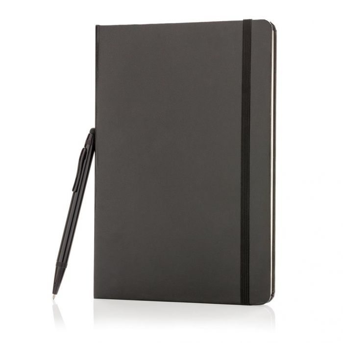 A5 hardcover notitieboek met touchscreen pen, zwart - 1