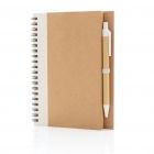 Kraft spiraal notitieboekje met pen, wit - 1