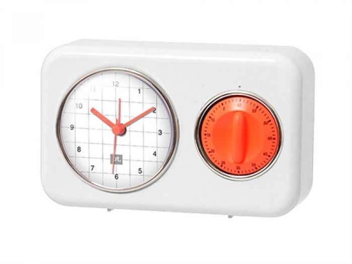 Clock with kitchen timer Nostalgia ivory white - 1