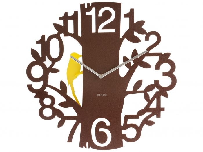 Wall clock Woodpecker plastic brown - 1