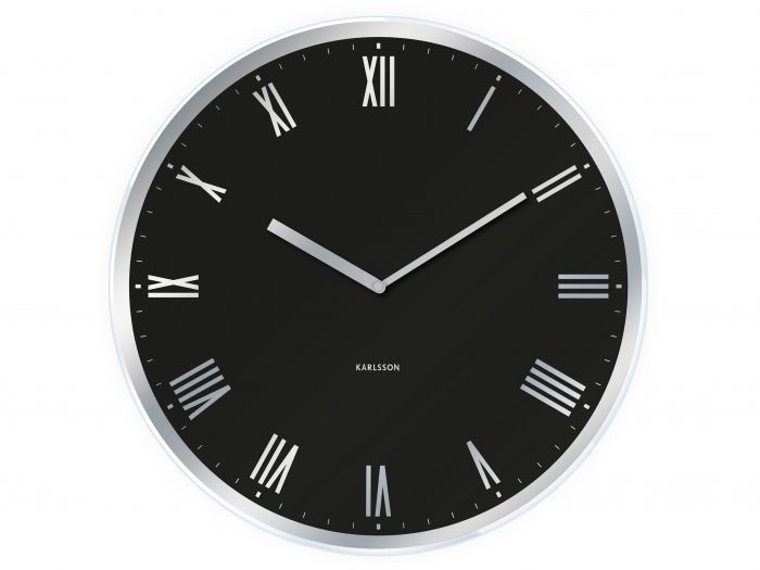 Wall clock Modern Roman black glass - 1