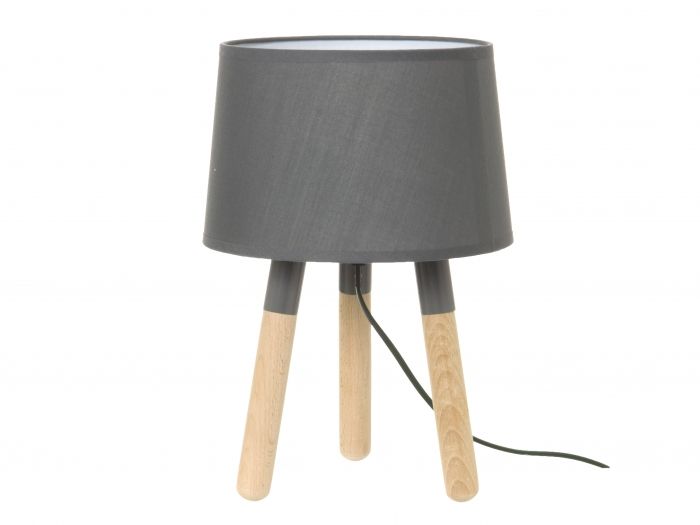 Table lamp Orbit wood, dark grey shade - 1