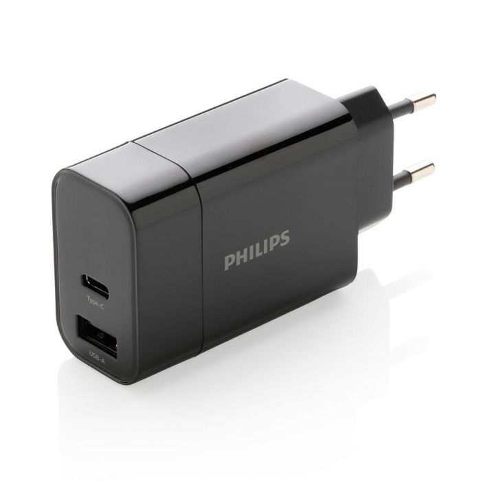 Philips 30W snellader met dual output en PD, zwart - 1