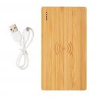 Bamboe 4.000 mAh powerbank met 5W draadloze oplader, bruin - 2