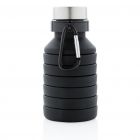 Lekvrije opvouwbare siliconen fles met schroefdop, zwart - 3