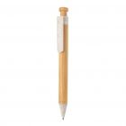 Bamboe pen met tarwestro clip, wit - 1