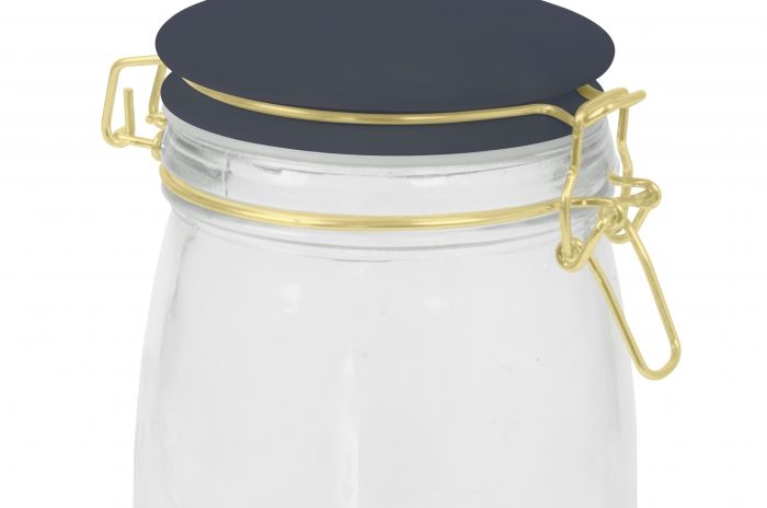 Storage jar Candy glass large, night blue lid - 1