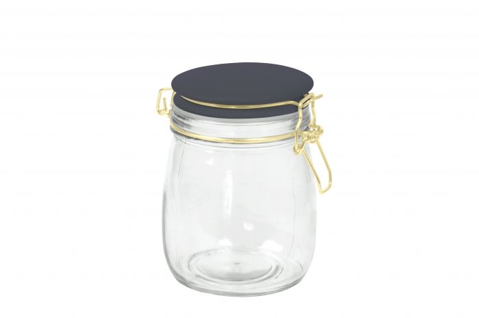 Storage jar Candy glass medium, night blue lid - 1