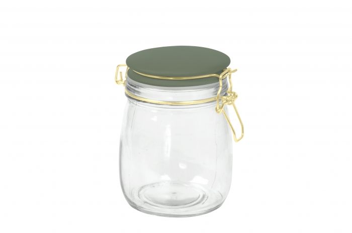 Storage jar Candy glass medium, jungle green lid - 1