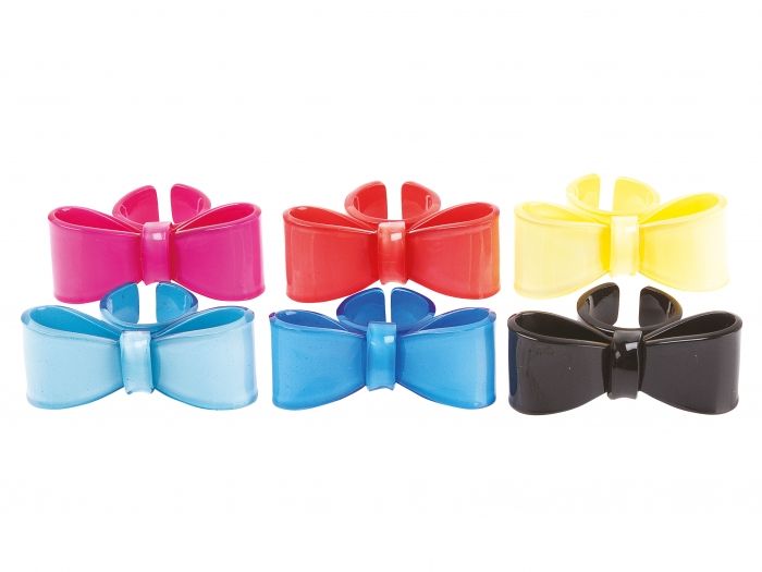 Ring Bow 6 assorted colours acrylic - 1