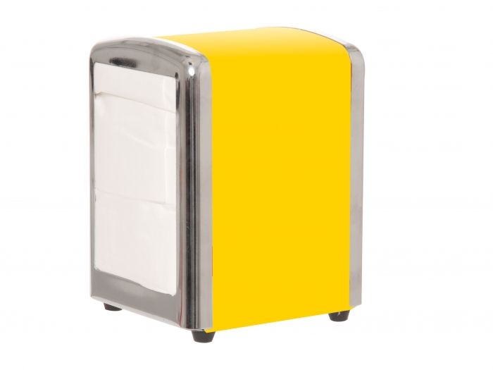 Napkin holder neon yellow tin - 1